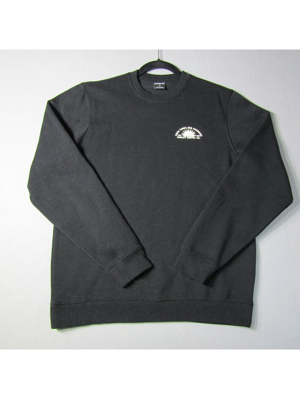 NWT Hurley Sunshine Slub Crew Sweatshirt Black Men's Small